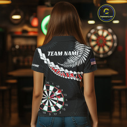 Personalized US Flag Tribal Dart Shirts For Women Custom Team Polo & Quarter Zip Dart Jerseys TDM3992
