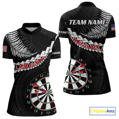 Personalized US Flag Tribal Dart Shirts For Women Custom Team Polo & Quarter Zip Dart Jerseys TDM3992