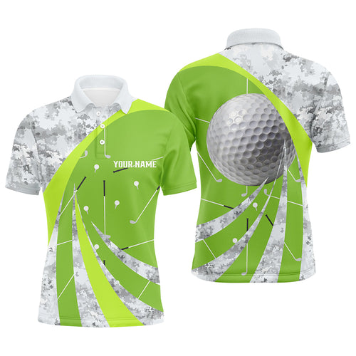 Mens Golf Polo Shirts Custom Green Golf Clubs Pattern, Personalized Golf Gifts For The Golfers TDM1818