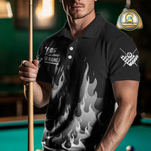 Load image into Gallery viewer, Black And Grey Flaming 8 Ball Pool Men Billiard Polo &amp; 1/4 Zip Custom Pool Team Player Jersey TDM4186