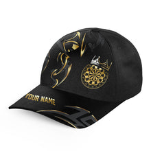 Load image into Gallery viewer, Black And Gold Dartboard Crown Darts Hat Custom 3D Darts Baseball Cap For Player, Darts Gifts TDM4193