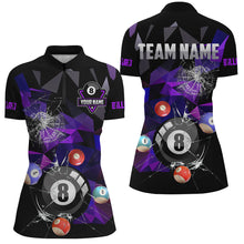 Load image into Gallery viewer, Personalized Billiard Balls Break Glass Pool Jersey For Women, Abstract Billiard Team Shirts | Blue TDM2489