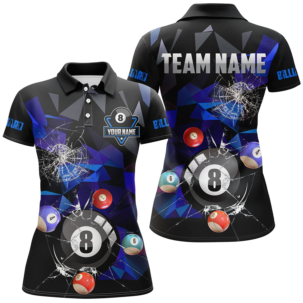 Personalized Billiard Balls Break Glass Pool Jersey For Women, Abstract Billiard Team Shirts | Purple TDM2490