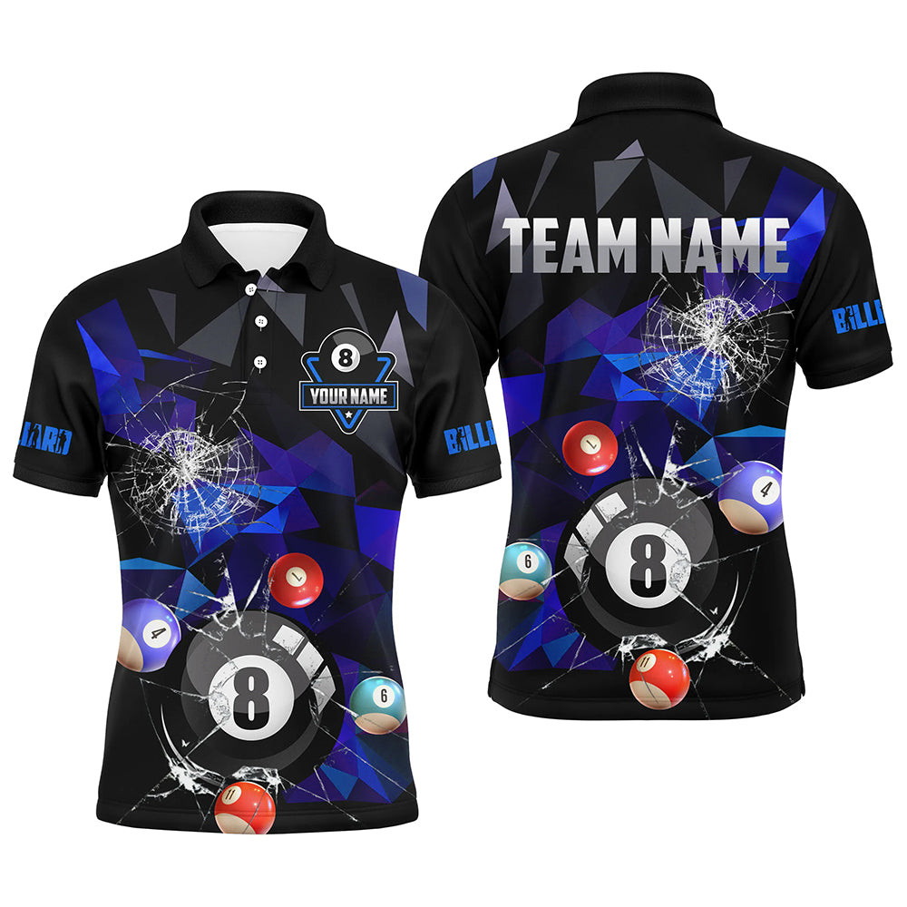 Personalized Billiard Balls Break Glass Pool Jersey For Men, Abstract Billiard Team Shirts | Purple TDM2490