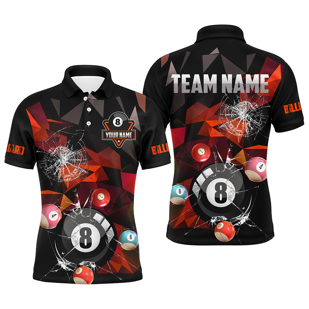 Personalized Billiard Balls Break Glass Pool Jersey For Men, Abstract Billiard Team Shirts | Red TDM2491