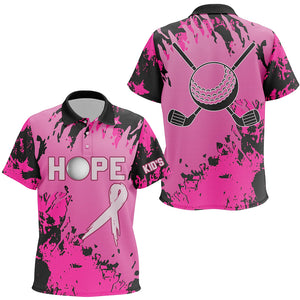 Breast Cancer Awareness Custom Pink Camo Kid Golf Polo Shirts, Golf Outfit For Kid, Golfing Gift TDM2495