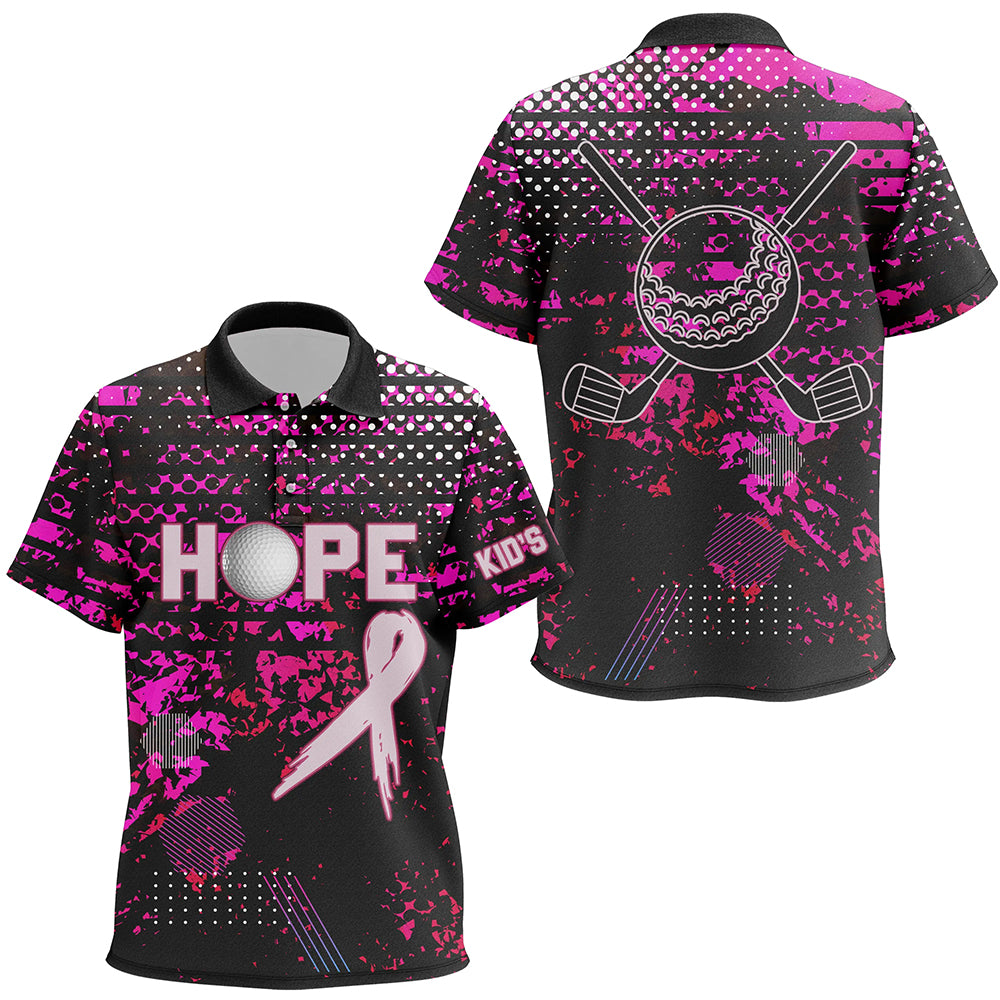 Breast Cancer Awareness Custom Pink Camo Kid Golf Polo Shirts, Golf Outfit For Kid, Golfing Gift TDM2496