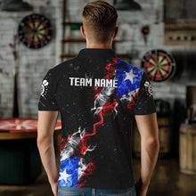 Load image into Gallery viewer, Customized Grunge US Flag Smoke Darts Polo &amp; Quarter-Zip Shirts, Patriotic Darts Jerseys For Men TDM2497