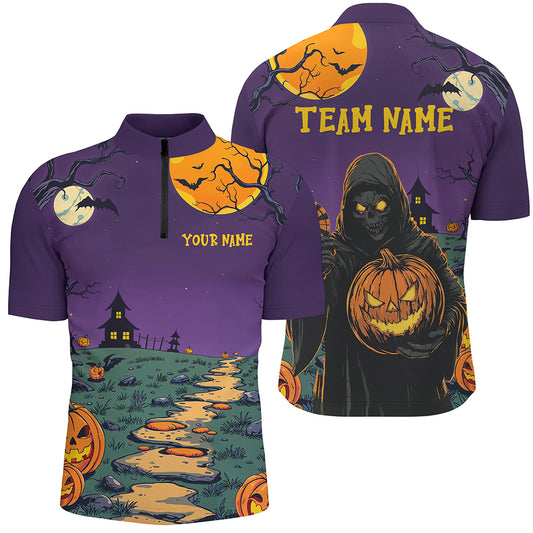 Purple Halloween Spook Night Custom Men Dart Shirts,  Grim Reaper Halloween Darts Gifts TDM2738