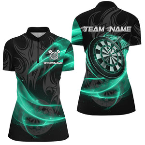 Personalized Turquoise Twinkle Light Dart Polo & 1/4 Zip Shirts For Women, Darts Jerseys Team Uniform TDM2984