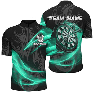 Personalized Turquoise Twinkle Light Dart Polo & 1/4 Zip Shirts For Men, Darts Jerseys Team Uniform TDM2984