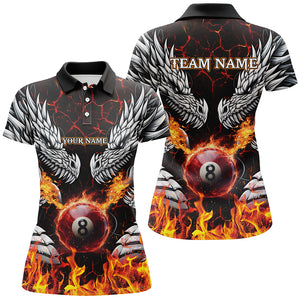 Personalized Twin Dragons Fire Flame 8 Ball Pool Men Billiard Shirts Team League Billiard Jerseys TDM3230