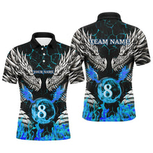 Load image into Gallery viewer, Personalized Twin Dragons Blue Flaming 8 Ball Pool Men Billiard Shirt Team League Billiard Jerseys TDM3231