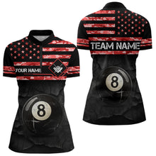 Load image into Gallery viewer, Customized Retro 8 Ball Pool Red Camo US Flag Billiard Shirts For Women, Patriotic Billiard Jerseys TDM3568