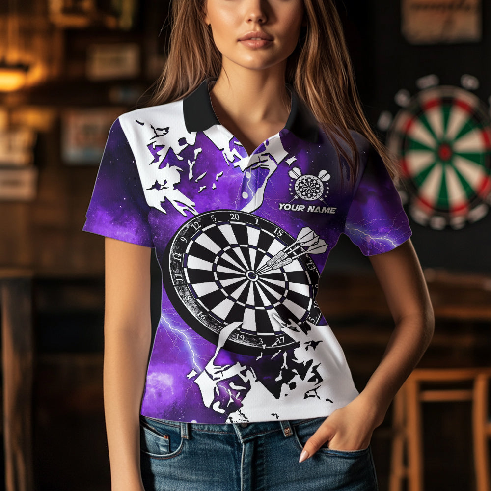 Lightning Grunge Dartboard Custom 3D Printed Darts Shirts For Women, Darts Team Jerseys |Purple TDM3724