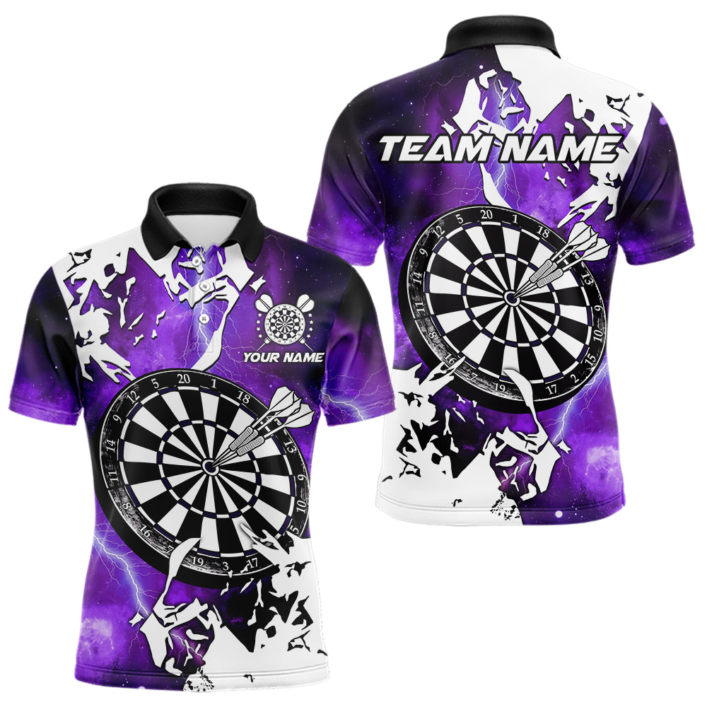 Lightning Grunge Dartboard Custom 3D Printed Darts Shirts For Men, Darts Team Jerseys |Purple TDM3724