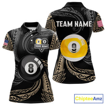 Load image into Gallery viewer, Personalized 8 Ball 9 Ball Tribal Billiard Shirt For Women Custom Pool Team Jersey Polo &amp; 1/4 Zip TDM6335