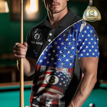 Load image into Gallery viewer, American Flag 8 Ball Smoke Billiard Shirts For Men Custom Patriotic Pool Team Jerseys TDM3997
