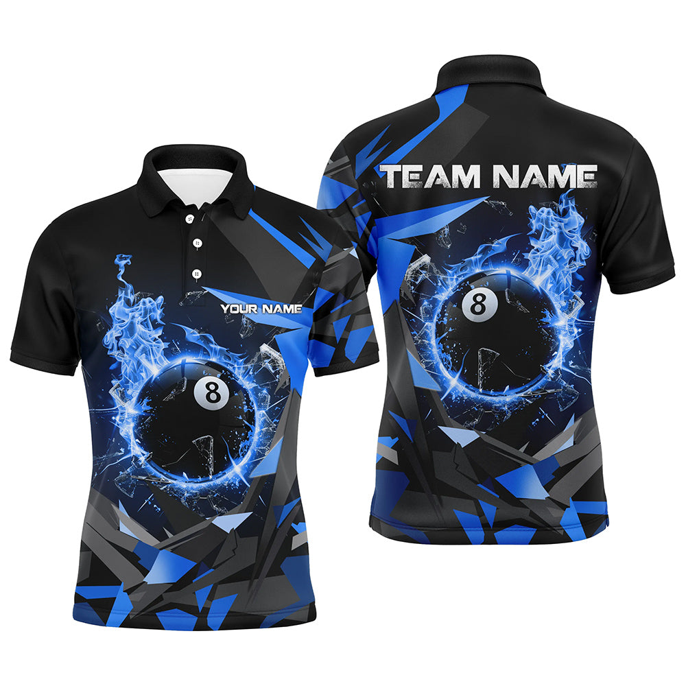 Blue 8 Ball Pool Fire Break Glass Custom Billiard Shirts For Men Team ...