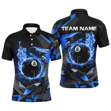 Load image into Gallery viewer, Blue 8 Ball Pool Fire Break Glass Custom Billiard Shirts For Men Team League Billiard Jerseys TDM1825