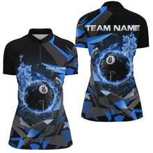 Load image into Gallery viewer, Blue 8 Ball Pool Fire Break Glass Custom Billiard Shirts For Women Team League Billiard Jerseys TDM1825