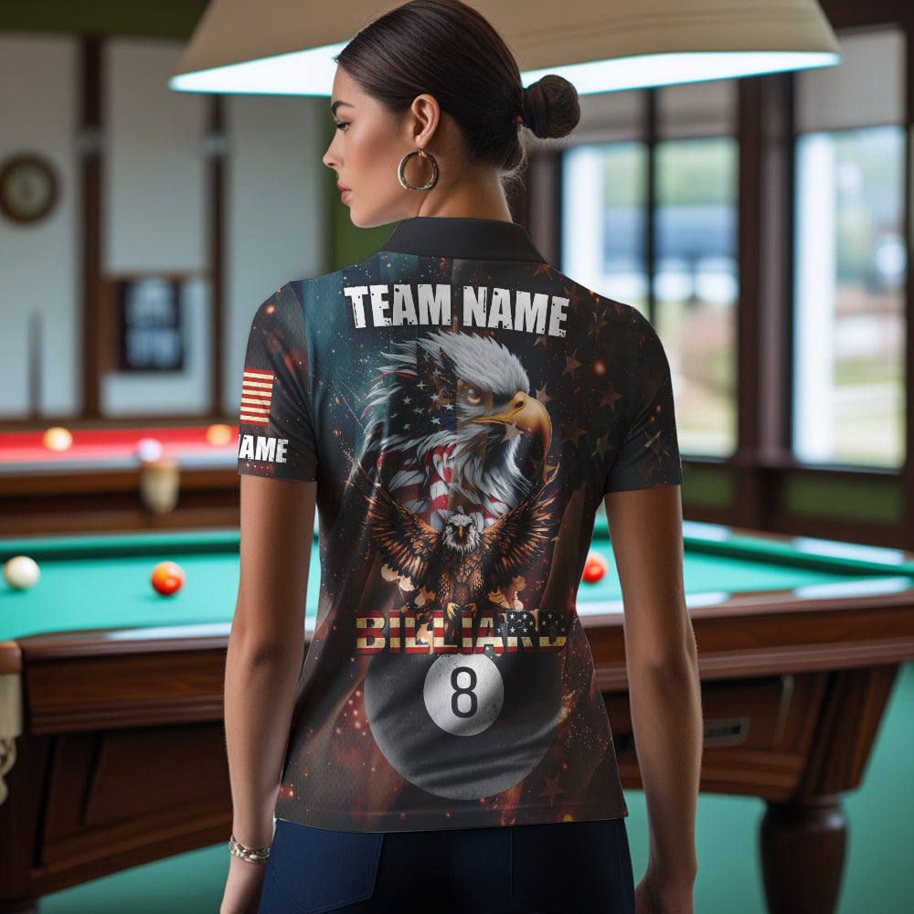 American Flag Billiard 8 Ball Pool Custom Eagle Billiard Shirt For Women, Patriotic Billiard Jersey TDM1827