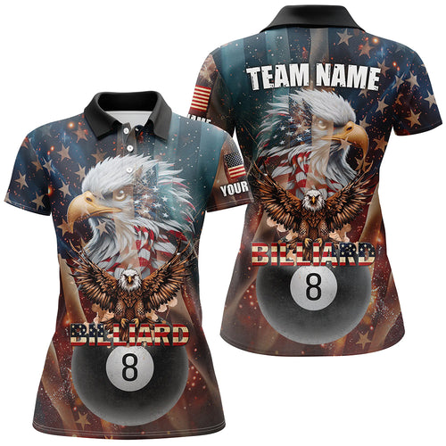 American Flag Billiard 8 Ball Pool Custom Eagle Billiard Shirt For Women, Patriotic Billiard Jersey TDM1827