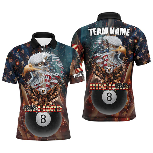 American Flag Billiard 8 Ball Pool Custom Eagle Billiard Shirt For Men, Patriotic Billiard Jersey TDM1827