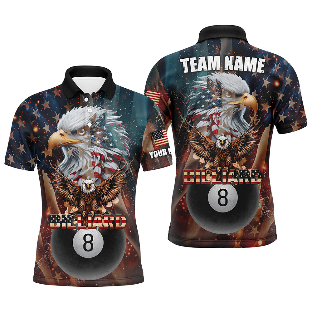 American Flag Billiard 8 Ball Pool Custom Eagle Billiard Shirt For Men, Patriotic Billiard Jersey TDM1827