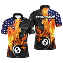 Load image into Gallery viewer, American Flag Fire Flame 8 Ball Billiard Shirts For Men Customized Patriotic Billiard Pool Jerseys TDM2023
