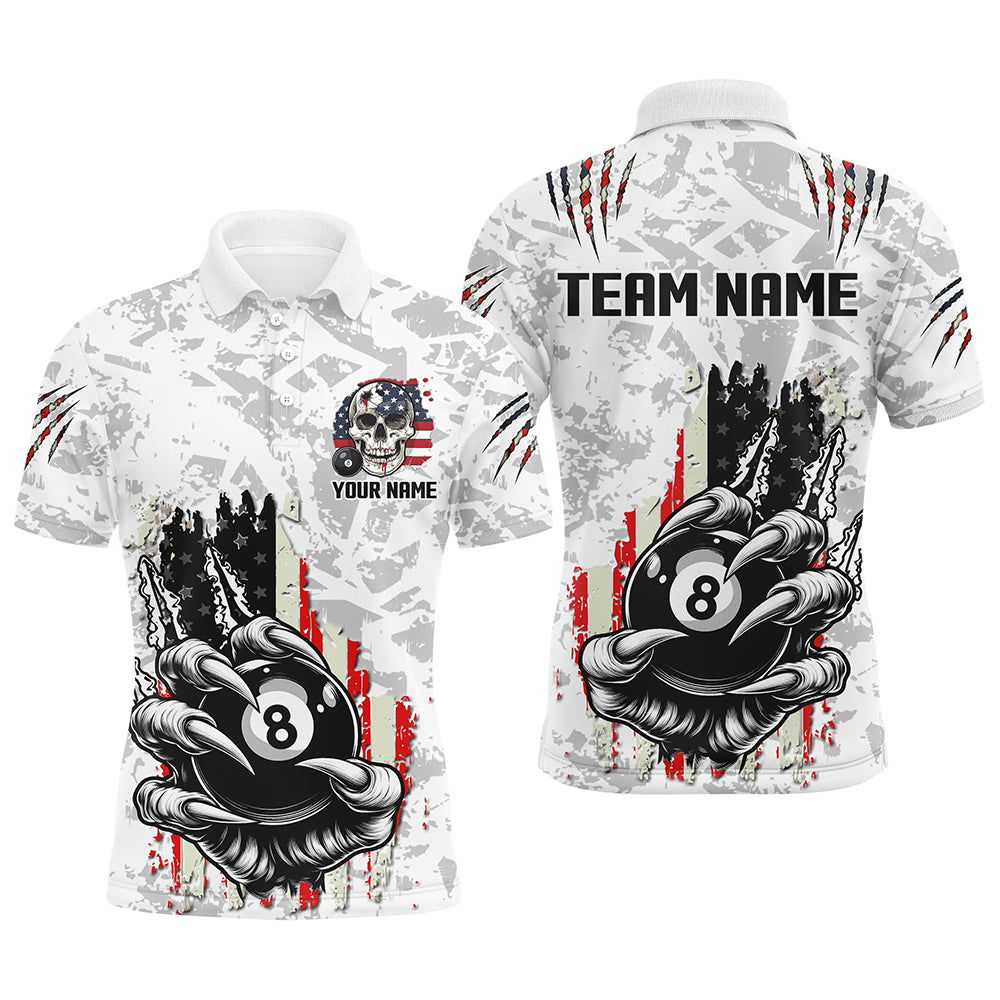 Funny Claw Tearing US Flag 8 Ball Pool Custom Billiard Shirts For Men, Patriotic Billiard Jerseys TDM2229