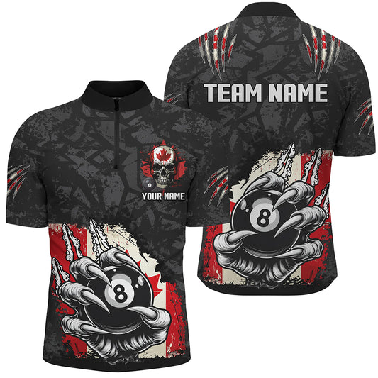 Funny Claw Tearing Canada Flag 8 Ball Pool Custom Men Billiard Shirts, Patriotic Billiard Jerseys TDM2231