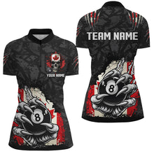 Load image into Gallery viewer, Funny Claw Tearing Canada Flag 8 Ball Pool Custom Women Billiard Shirts, Patriotic Billiard Jerseys TDM2231