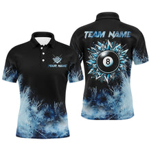 Load image into Gallery viewer, Personalized Blue Icy 8 Ball Pool Custom Billiard Shirts For Men, Billiard 8 Ball Jerseys Apparel TDM2232