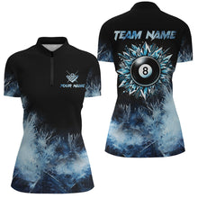 Load image into Gallery viewer, Personalized Blue Icy 8 Ball Pool Custom Billiard Shirts For Women, Billiard 8 Ball Jerseys Apparel TDM2232
