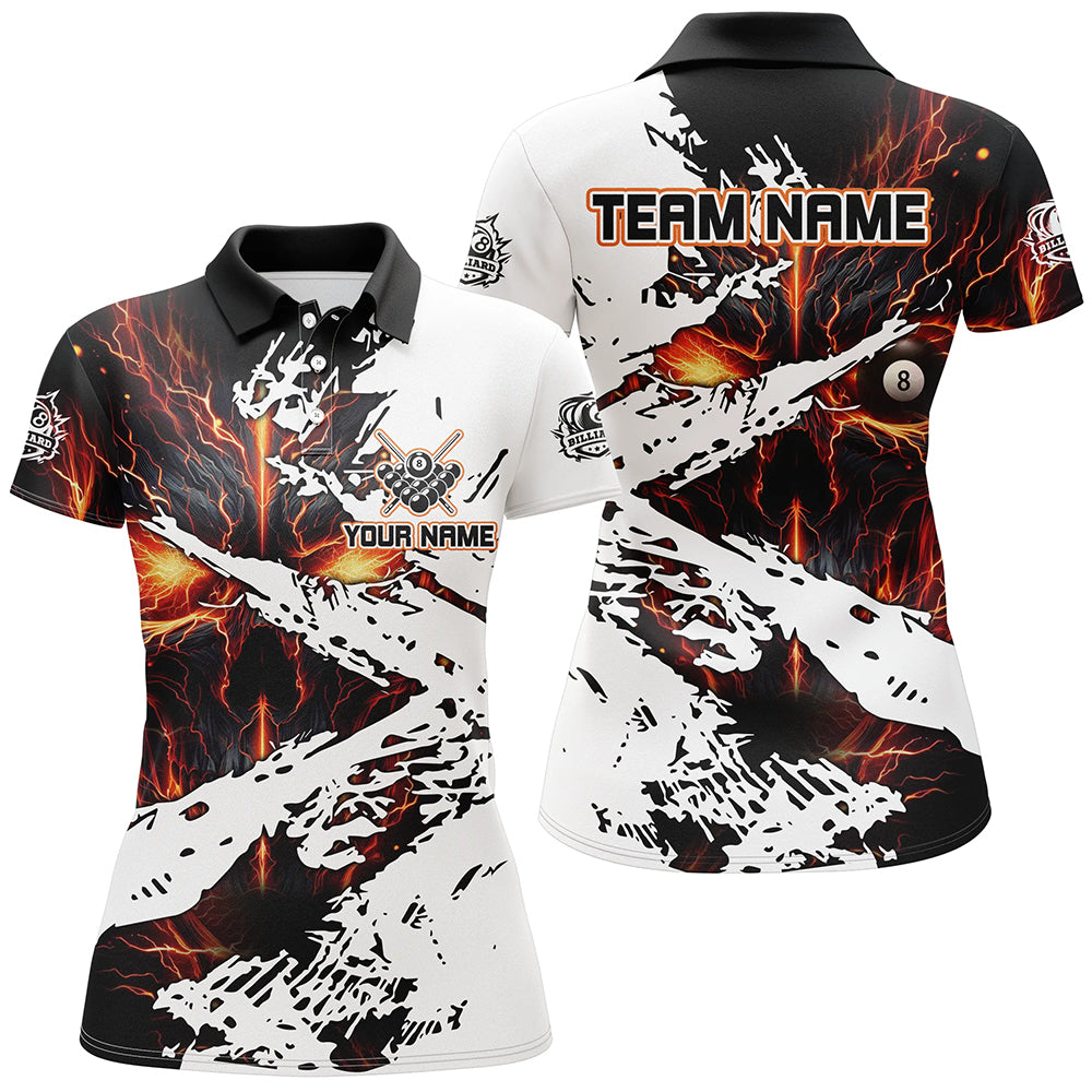 Personalized Lightning Skull Billiard Shirts For Women Custom Billiard Jerseys Grunge Style |Orange TDM2238