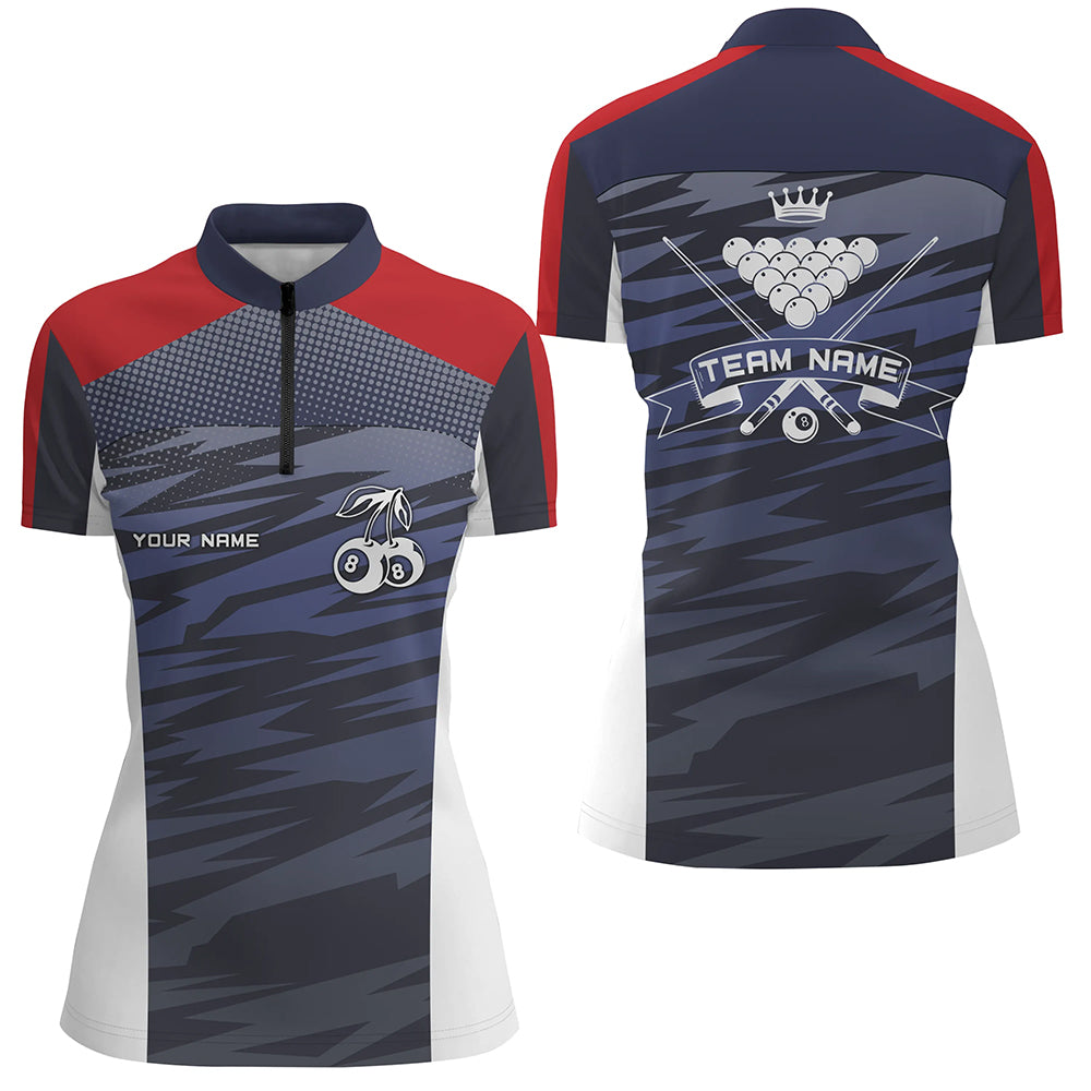 Personalized 8 Ball Pool Quarter-Zip Shirts For Women Custom Billiards Tee Shirts Jerseys TDM0573