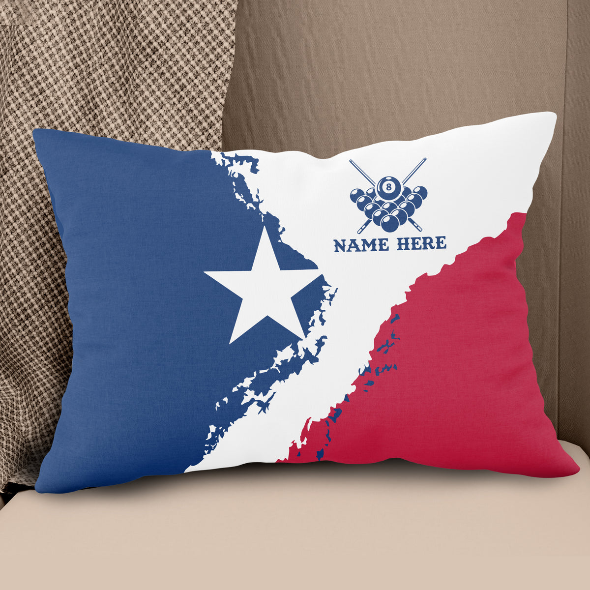 Personalized Pool Billiard Texas Flag Throw Pillows, Patriotic Pillows TDM0906