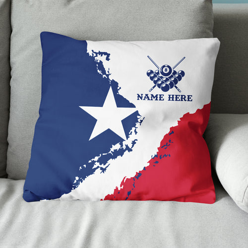 Personalized Pool Billiard Texas Flag Throw Pillows, Patriotic Pillows TDM0906