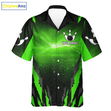 Load image into Gallery viewer, Green Thunder Lightning Cobra Snake Hawaiian Bowling Shirts For Women Custom Bowling Team TDM6084