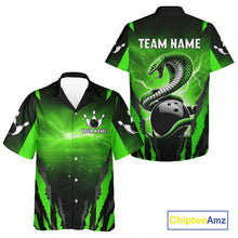Load image into Gallery viewer, Green Thunder Lightning Cobra Snake Hawaiian Bowling Shirts For Women Custom Bowling Team TDM6084