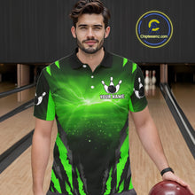 Load image into Gallery viewer, Green Thunder Lightning Cobra Snake Bowling Shirts For Men Custom Bowling Jersey Polo &amp; 1/4 Zip TDM6084