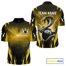 Load image into Gallery viewer, Yellow Thunder Lightning Cobra Snake Bowling Shirts For Men Custom Bowling Jersey Polo &amp; 1/4 Zip TDM6085