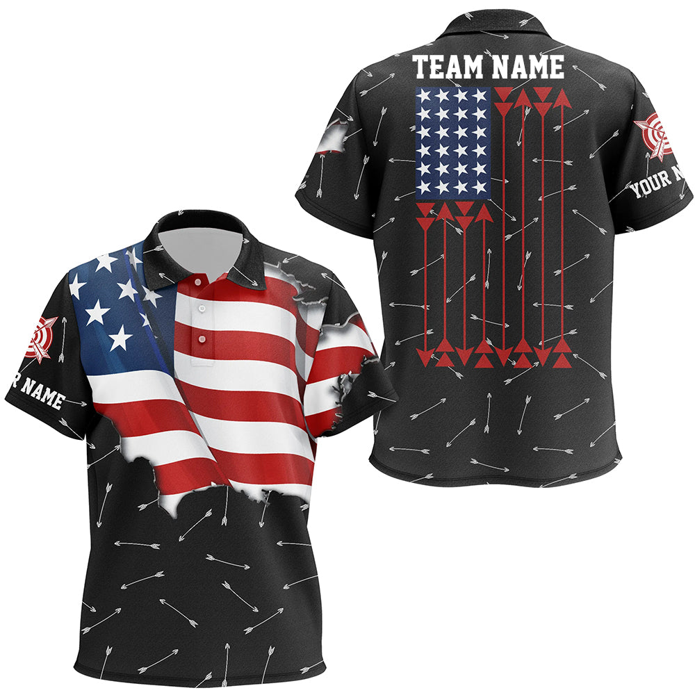 Personalized Patriotic USA Flag Archery Kid Polo Shirts Archery Team Uniform Shirts TDM1618