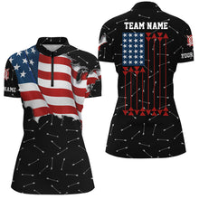 Load image into Gallery viewer, Personalized Patriotic USA Flag Archery Women Polo &amp; Quarter-Zip Shirts Archery Team Uniform Shirts TDM1618