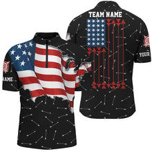 Load image into Gallery viewer, Personalized Patriotic USA Flag Archery Men Polo &amp; Quarter-Zip Shirts Archery Team Uniform Shirts TDM1618