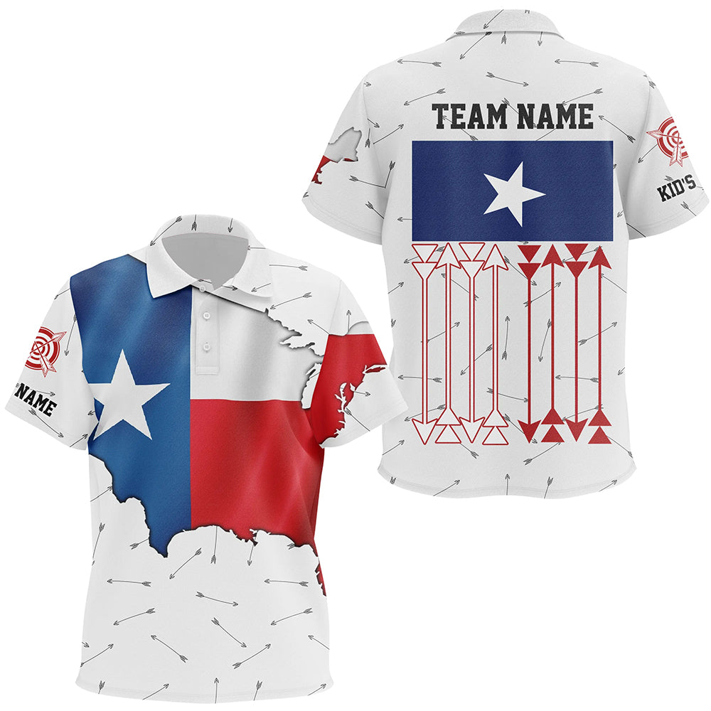 Personalized Patriotic Texas Flag Archery Kid  Polo Shirts Archery Team Uniform Shirts TDM1619
