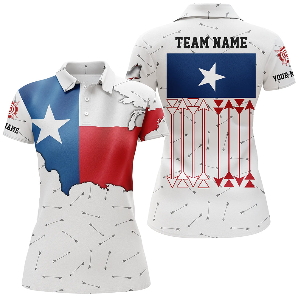Personalized Patriotic Texas Flag Archery Women Polo & Quarter-Zip Shirts Archery Team Uniform Shirts TDM1619