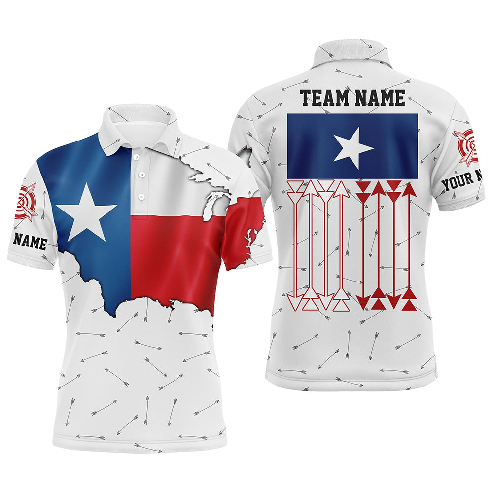 Personalized Patriotic Texas Flag Archery Men Polo & Quarter-Zip Shirts Archery Team Uniform Shirts TDM1619