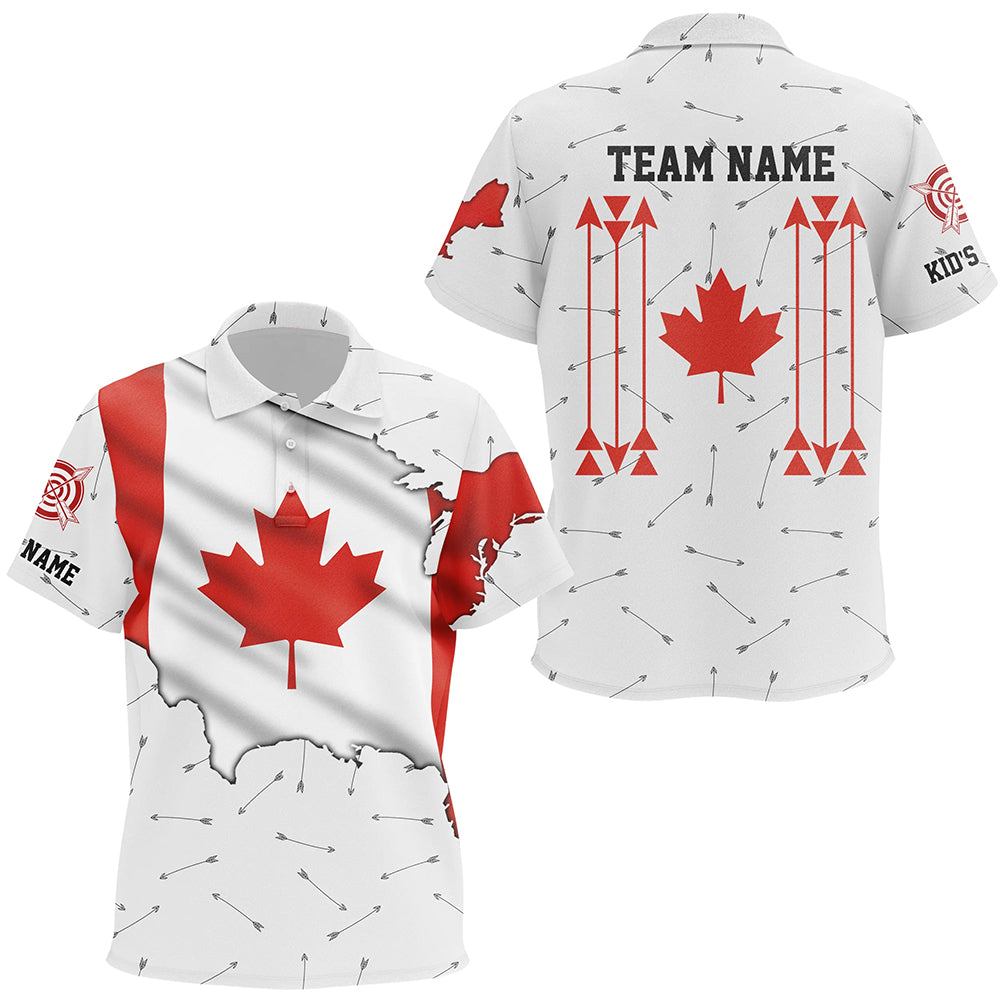 Personalized Patriotic Canada Flag Archery Kid Polo Shirt Archery Team Uniform Shirts TDM1620
